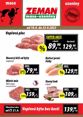 akční leták ZEMAN maso - uzeniny 18.9.2023-23.9.2023