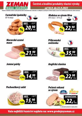 akční leták ZEMAN maso - uzeniny 18.9.2023-23.9.2023