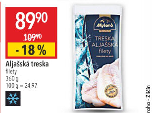 Aljašská treska filety mražená Mylord