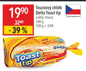 Toustový chléb Toast tip Delta