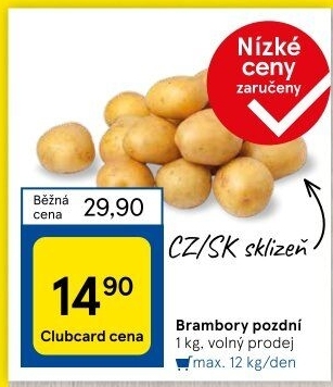 Brambory konzumní pozdní