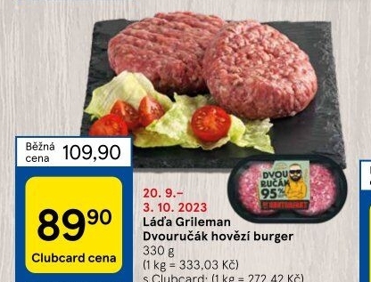 Hovězí burger dvouručák Láďa Grileman Kostelecké uzeniny