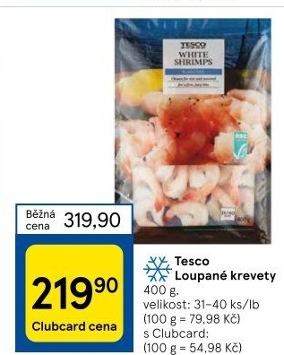 Krevety loupané mražené Tesco