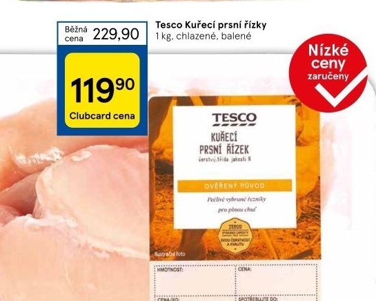 Kuřecí prsní řízky Tesco