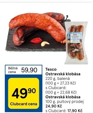 Ostravská klobása Tesco