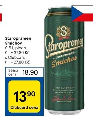Pivo světlé výčepní 10° Smíchov Staropramen