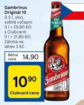 Pivo světlé výčepní Originál 10° Gambrinus