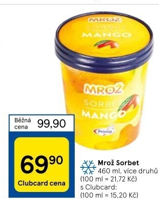 Sorbet v kelímku Mrož Prima