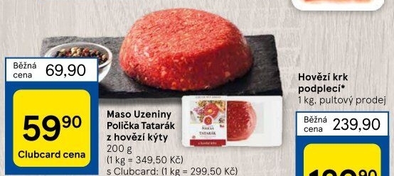 Tatarský biftek z hovězí kýty Maso uzeniny Polička
