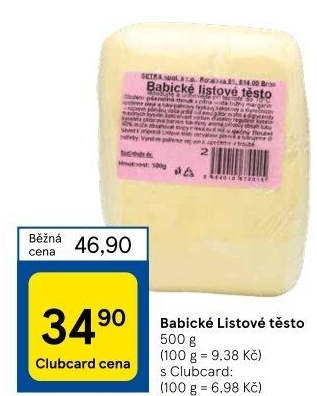Těsto listové babické Šetra