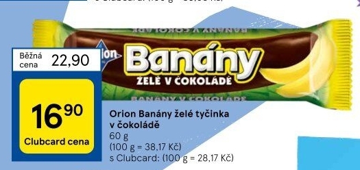 Tyčinka Banány v čokoládě Orion