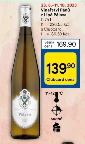 Víno Pálava Vinařství Pánů z Lipé