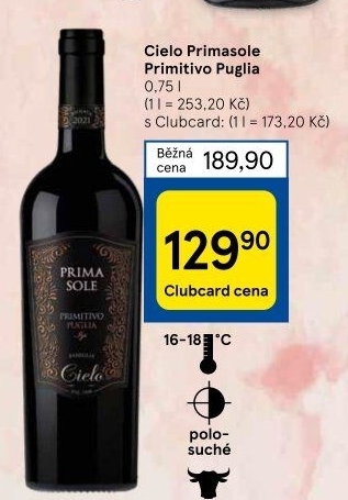 Víno Primitivo Primasole Cielo