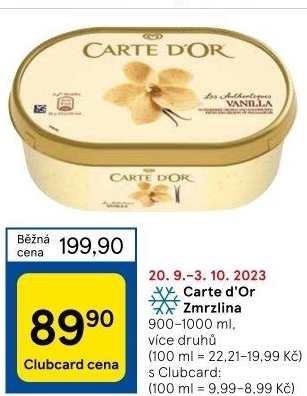 Zmrzlina ve vaničce Carte D'