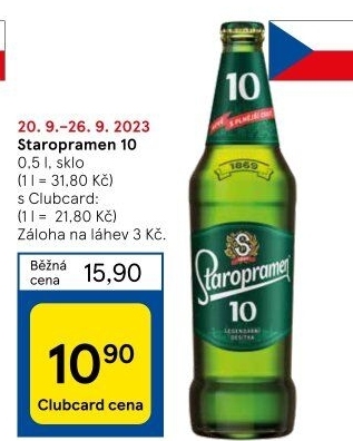 Pivo světlé výčepní 10° Smíchov Staropramen