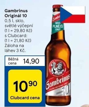 Pivo světlé výčepní Originál 10° Gambrinus