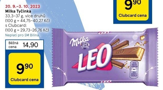 Tyčinka čokoládová Milka