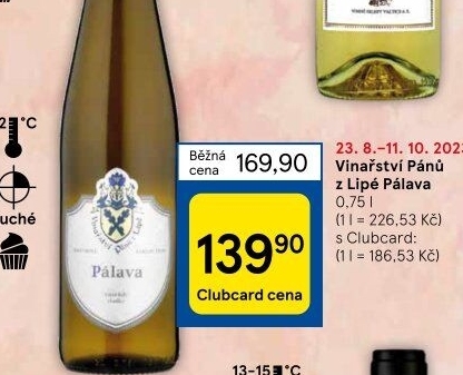 Víno Pálava Vinařství Pánů z Lipé