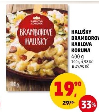 Bramborové halušky v prášku Karlova Koruna