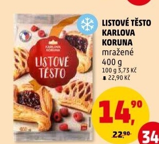 Listové těsto mražené Karlova Koruna