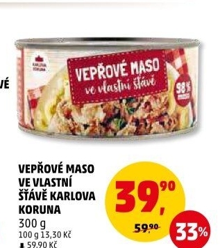 Maso vepřové ve vlastní šťávě Karlova Koruna