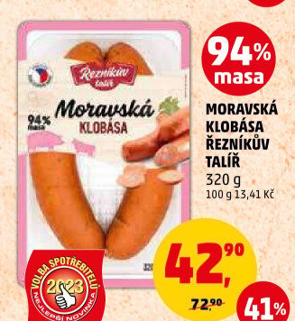 Moravská klobása Řezníkův talíř