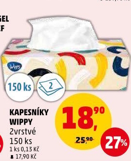 Papírové kapesníčky 2vrstvé Wippy - box