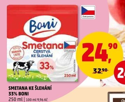 Smetana ke šlehání Boni 33%