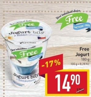 Bílý jogurt bez laktózy Laktose Free