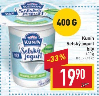 Bílý jogurt selský Mlékárna Kunín