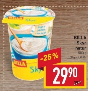 Dezert zakysaný bílý Skyr Billa
