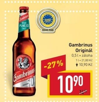 Pivo světlé výčepní Originál 10° Gambrinus