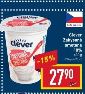 Smetana zakysaná 18% Clever
