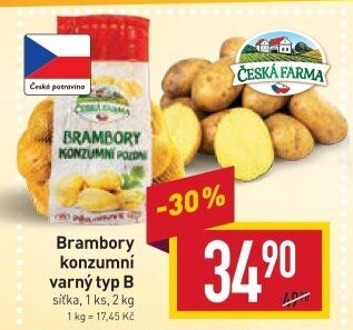 Brambory konzumní pozdní Česká farma