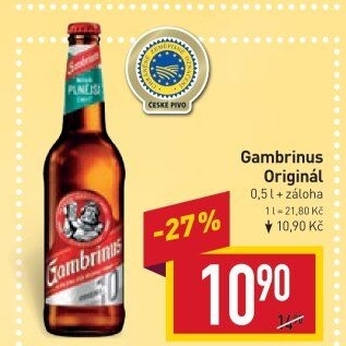 Pivo světlé výčepní Originál 10° Gambrinus