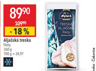 Aljašská treska filety mražená Mylord