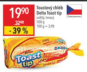 Toustový chléb Toast tip Delta