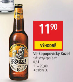 Pivo světlé výčepní 10°Velkopopovický Kozel