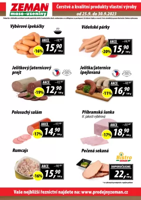 akční leták ZEMAN maso - uzeniny 25.9.2023-30.9.2023