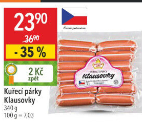 Párky kuřecí Klausovky Vodňanské kuře