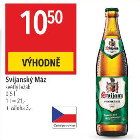 Pivo světlý ležák 11° Svijanský Máz Svijany