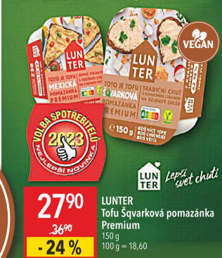 Pomazánka tofu škvarková premium Lunter