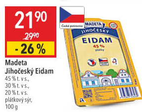 Sýr Eidam Jihočeský 45% Madeta
