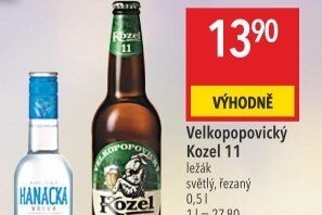 Pivo světlý ležák 11° Medium Velkopopovický Kozel