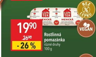 Rostlinné pomazánky Lunter