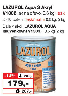 Lak na dřevo Aqua S Lazurol