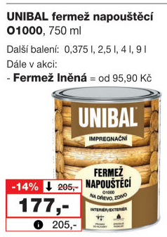 Napouštědlo Fermež Unibal Barvy a laky Hostivař