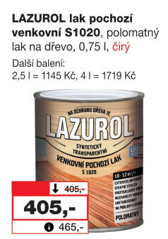 Venkovní pochozí lak Lazurol