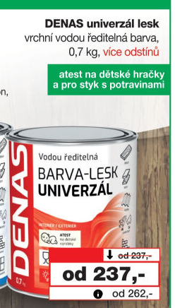 Vodou ředitelná vrchní barva Denas Uni Lesk