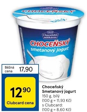 Bílý jogurt smetanový Choceňský